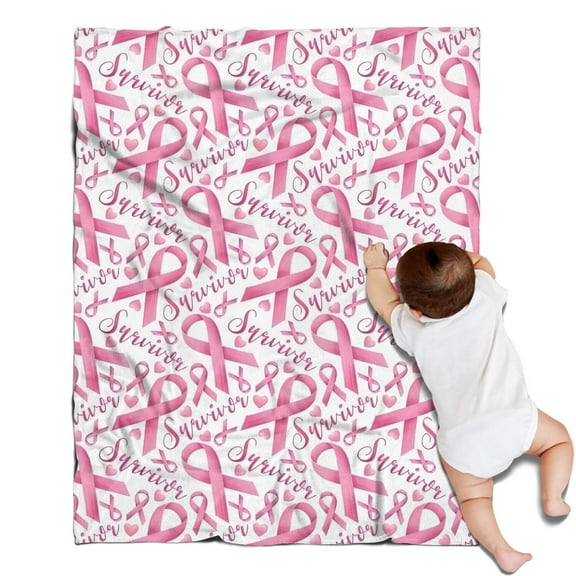 Pink Breast Cancer Blanket,Comfortable Soft Flannel Throw Blanket,All Season,Warm Lightweight Blankets for Sofa Bed Couch Living Room Chair,30"x40"