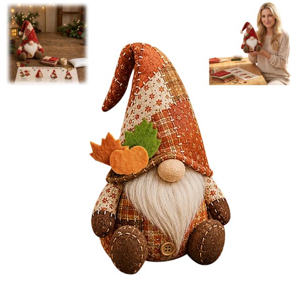 Patchwork Gnome DIY Kit Christmas Cozy Gnome Sewing Craft Set, Christmas Gnome DIY Patchwork Kit DIY Sewing Project for Adults &Beginners, Home Decor & Gift for Halloween Christmas