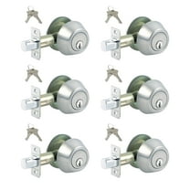 Lot of 6 Stainless Steel Grade 3 Deadbolt Door Lock With 12 SC1 Keys - Boxed Keyed Alike