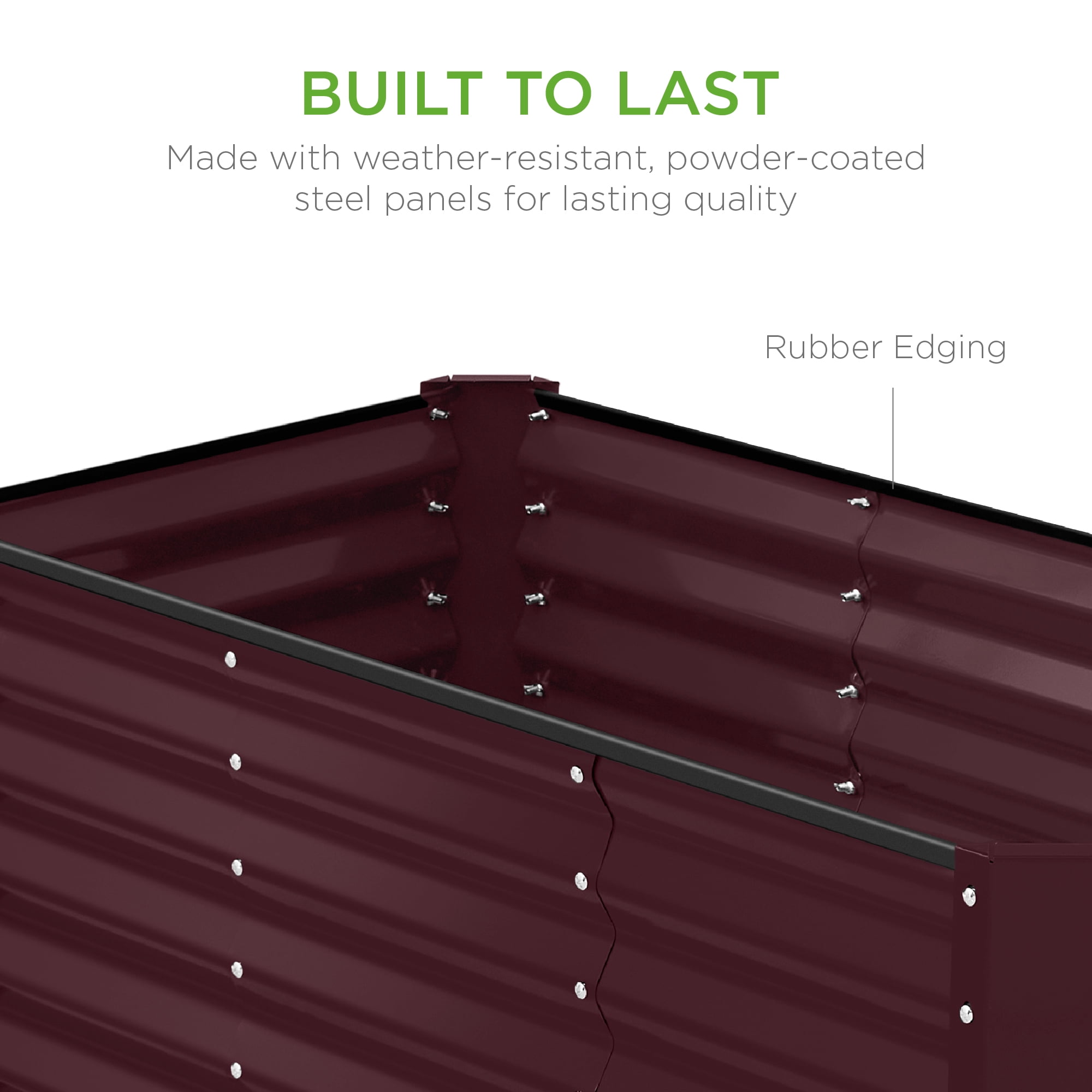 Best Choice Products 4x2x2ft Outdoor Metal Raised Garden Bed for Vegetables Flowers Herbs - Burgundy