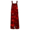 thumbnail image 4 of Fgvctg Womens Valentine's Day Jumpsuit Wide Leg Pant Fashion Love Heart Print Overall Sleeveless Romper Spaghetti Straps Jumpsuit Plus Size Bib Overalls Sprimg Clothes With Pockets Deep Red M, 4 of 5