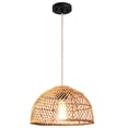 thumbnail image 3 of Dome Pendant Light, Hand-Woven Rattan Light, Rustic Bohemian Rattan Chandelier, Hanging Ceiling Light Fixture, Home Lighting for Tea Room Kitchen Dining Room Living Room, 3 of 6