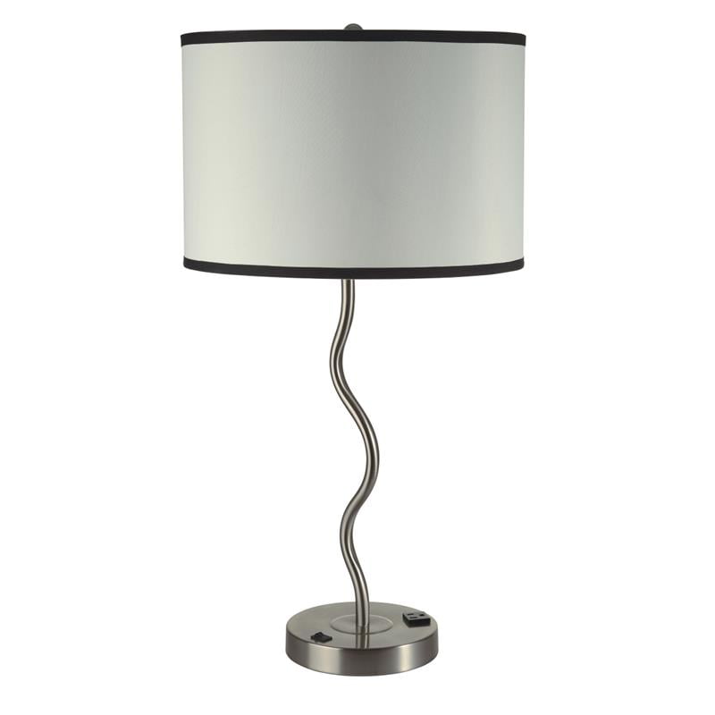 Adjustable Wave Designed Base Black Shade 28.5" Tall Metal Table Lamp 