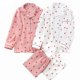 thumbnail image 2 of Conjunto de pijamas con estampado de corazón para mujer, ropa de casa de algodón crepé, doble capa, gasa, cuello vuelto, pantalones de manga larga, Primavera, nuevo, 2 of 4
