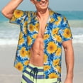 thumbnail image 5 of Lsque Blue Ocean Wave Sunflower pattern Hawaiian Shirt for Men, Unisex Summer Beach Casual Short Sleeve Button Down Shirts-X-Large, 5 of 9