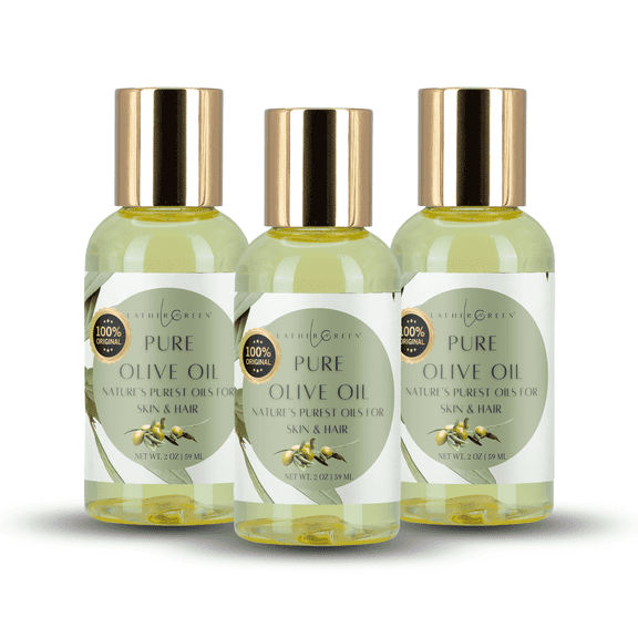 100% Pure Olive Oil – Cold Pressed Oil for Skin, Hair & Scalp Treatment | 3 packs by LatherGreen