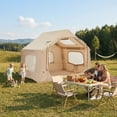 thumbnail image 6 of Memoryfield 10'x8' Quick-Setup Inflatable Camping Tent for 4-6 People, Large Family Air Tent w/roof Window & Awning, Stove Jack, Hand Pump, 6 of 13