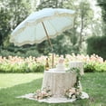 thumbnail image 3 of LAGarden 6 ft Fringe Patio Umbrella with Tassel Jazz Age Wood UPF50+ for Outdoor, Beige with gold tassel,Model: JZ6-01, 3 of 9