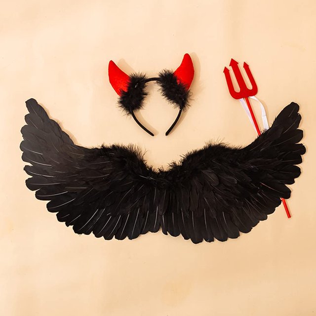 Disfraz de alas de Ángel para adultos, disfraz de plumas, alas de Ángel y varita mágica de Halo, disfraz de Carnaval de Halloween Rojo Verde