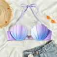 thumbnail image 7 of Bikini Tops for Women Strappy Seashell Gradient Mermaid Swim Push Up For With Underwire Bathing Suit Tops, 7 of 7