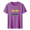 thumbnail image 2 of Nmnitkp Sustainable Women's Short Sleeve Tops We Are Brazil Football Fan Graphic T-Shirt, Crew Neck Short Sleeve Casual Tee, Multiple Colors Available Purple,L, 2 of 5