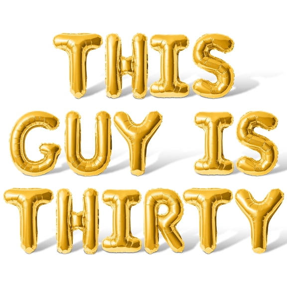 Letter Balloons - THIS GUY IS THIRTY 16" Inch Alphabet Letters Foil Mylar Balloon 30th Birthday Party Banner (Gold)