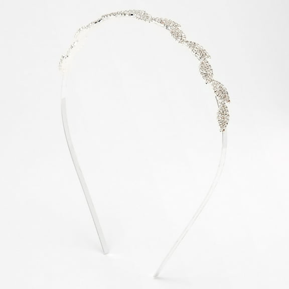 Claire's Silver Pave Rhinestone Leaf Headband