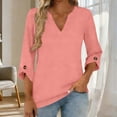 thumbnail image 2 of Feancey Womens 3/4 Sleeve Blouses Dressy Casual V Neck Tunic Tops Elegant Business Work Tees Soft Comfy Pajama T-Shirts 2026 Summer Fashion Orange L, 2 of 8