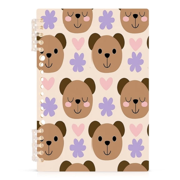 A5 Spiral Notebook 60 Sheets 80gsm Paper Ruled Journal Flower and Little Bear
