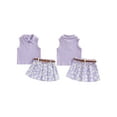 thumbnail image 3 of Elippeo Toddler Girl Summer Outfit 6 12 18 24 Months 3 4 Years Solid Color Ribbed Sleeveless Tank Tops and Daisy Print Pleated Skirts with Belt 2Pcs Clothes Set, 3 of 10