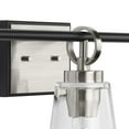 thumbnail image 5 of Cassell Collection Three-Light Brushed Nickel Matte Black Luxe Industrial Bath & Vanity Light, 5 of 13