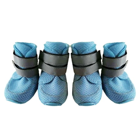 4Pcs Pet Shoes Solid Color Anti-slip Breathable Dog Mesh Boots for Summer