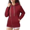 thumbnail image 5 of Jinhomg 2026 Trendy Hoodies for Women Plus Size Casual Solid Drawstring Hooded Sweatshirt Oversized Comfy Long Sleeve Zip Up Jacket with Pockets Red XXL, 5 of 5