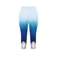 thumbnail image 4 of WCMZJ Capri Leggings for Women Floral Print Tummy Control Butt Lifting Workout Capri Yoga Pants Lace Appliqué Summer Lightweight Capris Blue L, 4 of 5