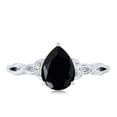thumbnail image 5 of Rosec Jewels Pear Shape Black Onyx Solitaire Celtic Ring for Women (5X7 mm, AAA Grade), 14K White Gold, US 10.00, 5 of 9