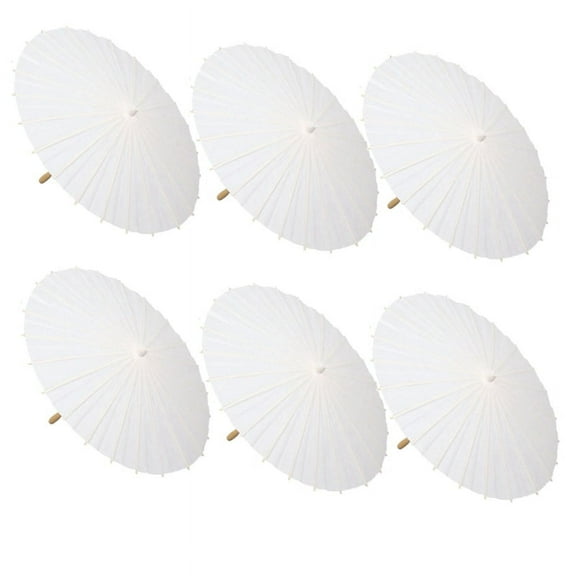 6PCS Paper Parasol Wedding Umbrella Party Favor 60cm Bamboo Umbrellas for Bridal Shower Centerpieces Photo Props