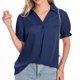 thumbnail image 4 of Fiudx Camisas para Mujer Blusa de Manga Corta con Cuello En V y Volantes para Mujer, Informal, Lisa, a La Moda, 4 of 7