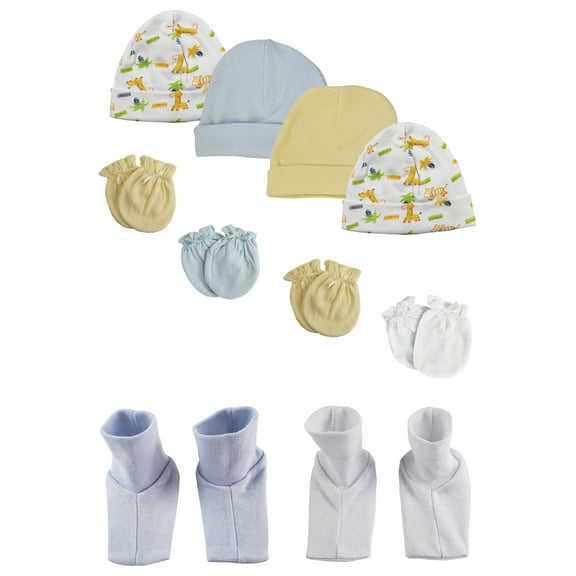 Baby Boy Infant Caps, Booties and Mittens (Pack of 10)