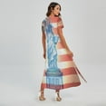 thumbnail image 2 of Statue Of Liberty Usa Flag Printed Short Sleeve Maxi Dress, American Flag Fashion Summer Maxi Dress For Women. Gifts For Us Independence Day, 4Th Of July, 2 of 4