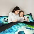 thumbnail image 5 of Manfei 3D Cartoon Football Bedding Comforter Set for Teens, Neon Cyan Soccer Twin Comforter Sets, Modern Sport Lover Reversible Bedding Set, Breathable Home Decor, 2 Pieces, 5 of 9
