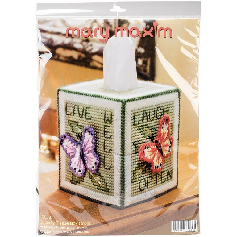 Butterfly Tissue Box Plastic Canvas Kit - 5 7 Count 