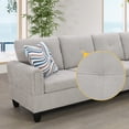 thumbnail image 3 of Ponliving Furniture Sectional Sofa 3 Pieces L-Shape Sectional Sofa Set Grey White Right Hand Facing, 3 of 5