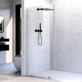 thumbnail image 3 of UKH07B2 47 in. W x 80 in. H Frameless Fixed Shower Glass Panel in Satin Brass with 3/8 in. Clear Tempered Glass, 3 of 6