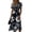 Navy, variant on Women's Floral Print V-Neck Midi Dress - Short Sleeve High Waist A-Line Casual Summer Dress, Flowy Beach Vacation Party Gown with Cinched Waist Blue XXL