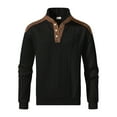 thumbnail image 4 of Men's Quarter Zip Pullover Sweater with Stand Collar and Button Front for Casual Outdoor Wear, 4 of 8