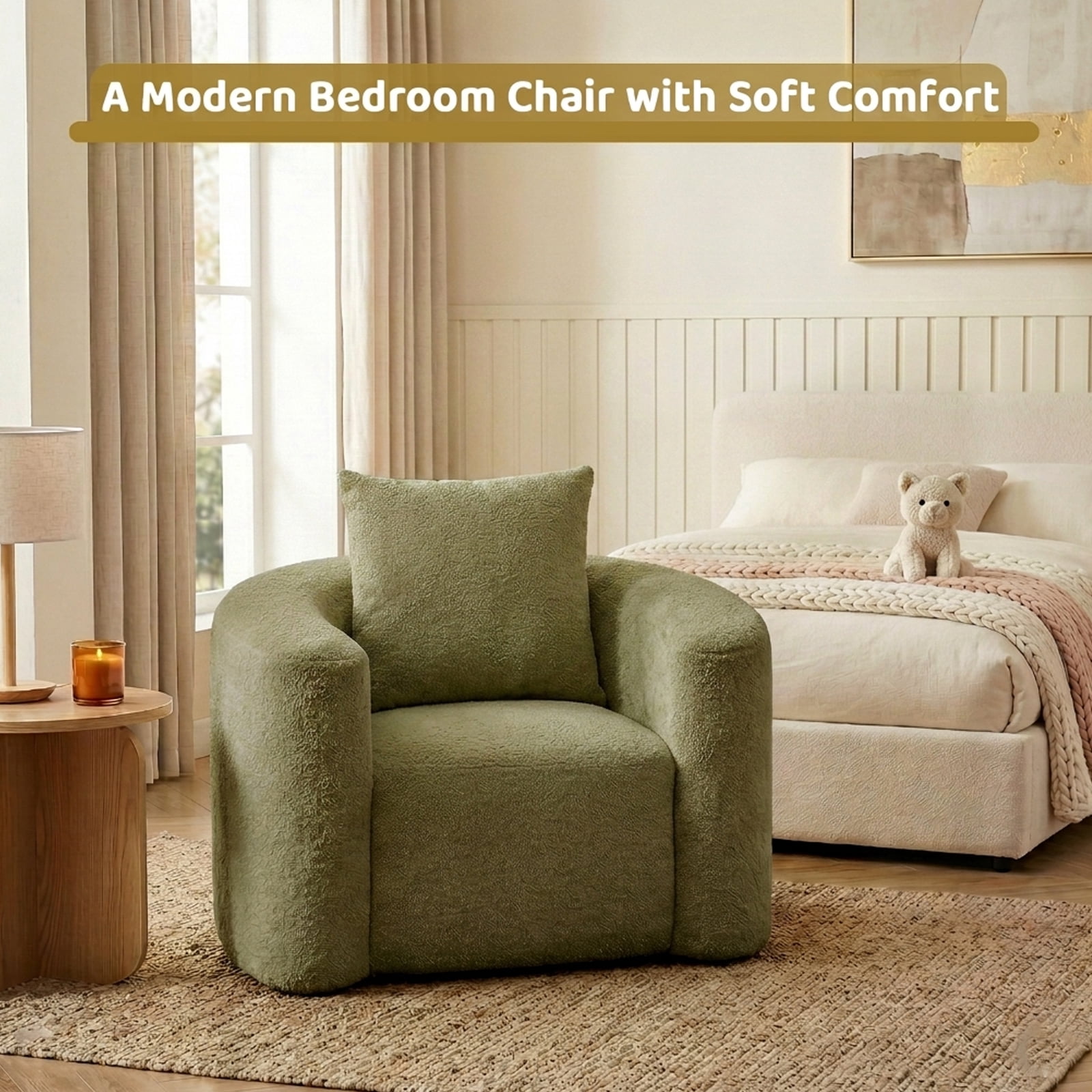 42"W Accent Chair No Assembly Reading Chair for Bedroom,Livingroom