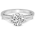 thumbnail image 4 of 3 Carat IGI Certified Round Shape Lab Grown Diamond Engagement Ring | 14K White Gold | Madison Three Stone Side Baguette Diamond Lab Diamond Ring | FG-VS1-VS2 Quality Friendly Diamonds, 4 of 5
