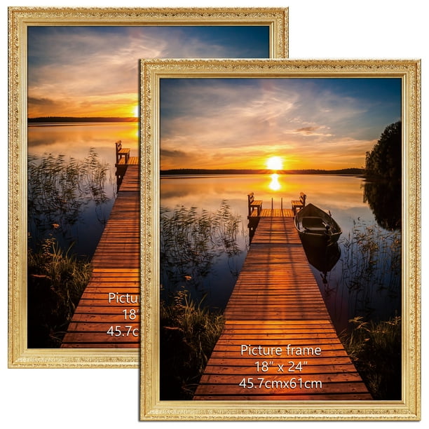18x24 Picture Frames Set of 2, Vintage 11 x 17 Poster Frame for Wall