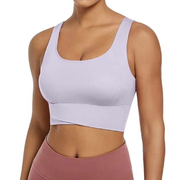 Sujetador deportivo sin aros para mujer - Camiseta de yoga sexy con fruncido y relleno fijo en el pecho - S-XL
