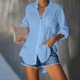 thumbnail image 2 of Ketyyh-chn99 Hauts d'Été pour Femmes Mode Ample Blouse Grande Taille Été Manches Courtes Tunique Décontractée Hauts Confortables Ample Col Rond Hauts Bleu,TG, 2 of 4