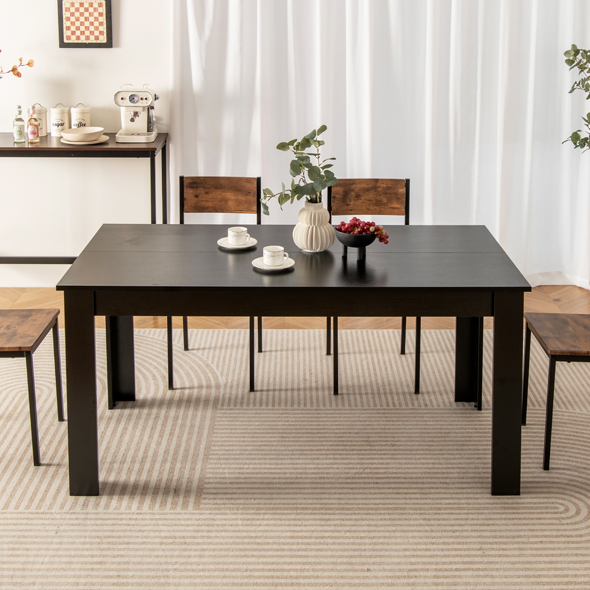 Gymax 63'' Dining Table Rectangular Modern Kitchen Table For 6 People Home Furniture