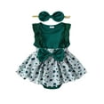 thumbnail image 1 of EYIIYE Barboteuse-Robe Irlandaise pour Bébés Filles, Nouveau-Né, Combinaison-Robe à Manches en Dentelle, Trèfle à Quatre Feuilles, Imprimé à Carreaux, Col Ras du Cou, Robe Justaucorps, Patchwork Côtelé, nd Petite Fille Mignonne, Vêtements Décontractés Quotidiens, 1 of 9