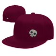 thumbnail image 4 of DouZhe Flat Brim Cap Snapback Hat, Halloween Skeleton Prints Adjustable Red Adult Baseball Cap, 4 of 6
