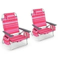 thumbnail image 2 of Patiojoy 2-Pack Folding Backpack Beach Chair 5-Position Outdoor Reclining Chairs with Pillow Dark Pink, 2 of 10