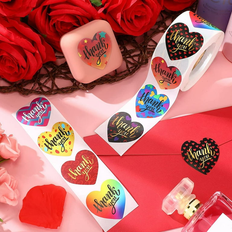Valentine Glitter Red Heart Stickers - Heart Decorative Labels 500 per  Roll, Love Decor for Wedding 