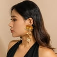 thumbnail image 3 of Flower Dangle Drop Earrings Long Dangle Earrings for Women Flower Dangle Earrings Statement Earrings Long Tassel Earrings Chunky Gold Statement Jewelry, 3 of 8