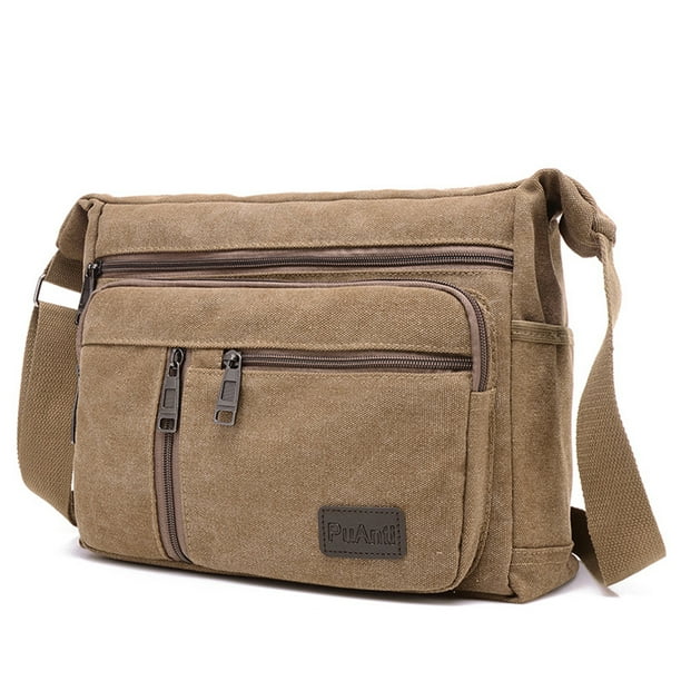 Bolsa bandolera de hombro de lona para hombre de mensajero masculino de viaje con múltiples bolsillos JShteea Para Estrenar