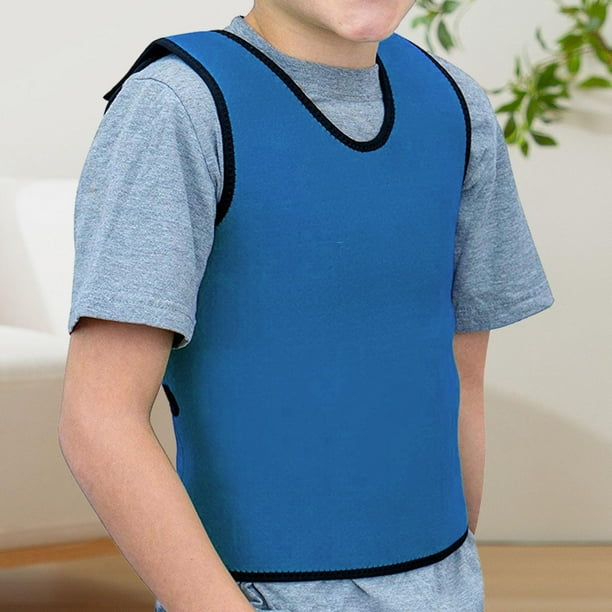 Chaleco de compresión para niños, comodidad para el autismo, chaleco de procesamiento sensorial calmante Azul 12 pulgadas de largo x 20 pulgadas de ancho