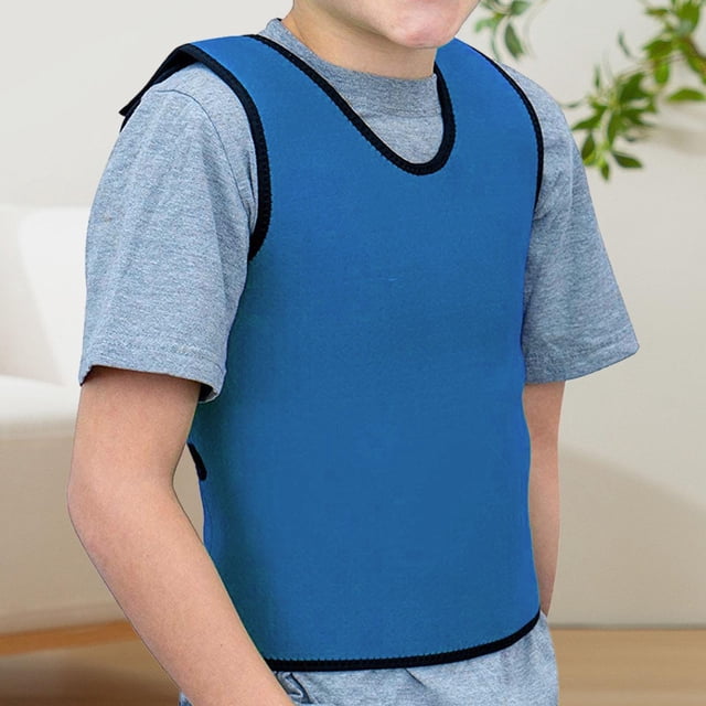 Chaleco de compresión para niños, comodidad para el autismo, chaleco de procesamiento sensorial calmante Azul 12 pulgadas de largo x 20 pulgadas de ancho
