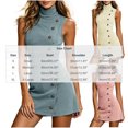 thumbnail image 3 of IUYRTFE Women Mock Neck Sleeveless Button Down A Line Mini Dress Solid Color Casual Short Dress, 3 of 5
